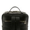 Artisanal leather backpack featuring broad shoulder straps
