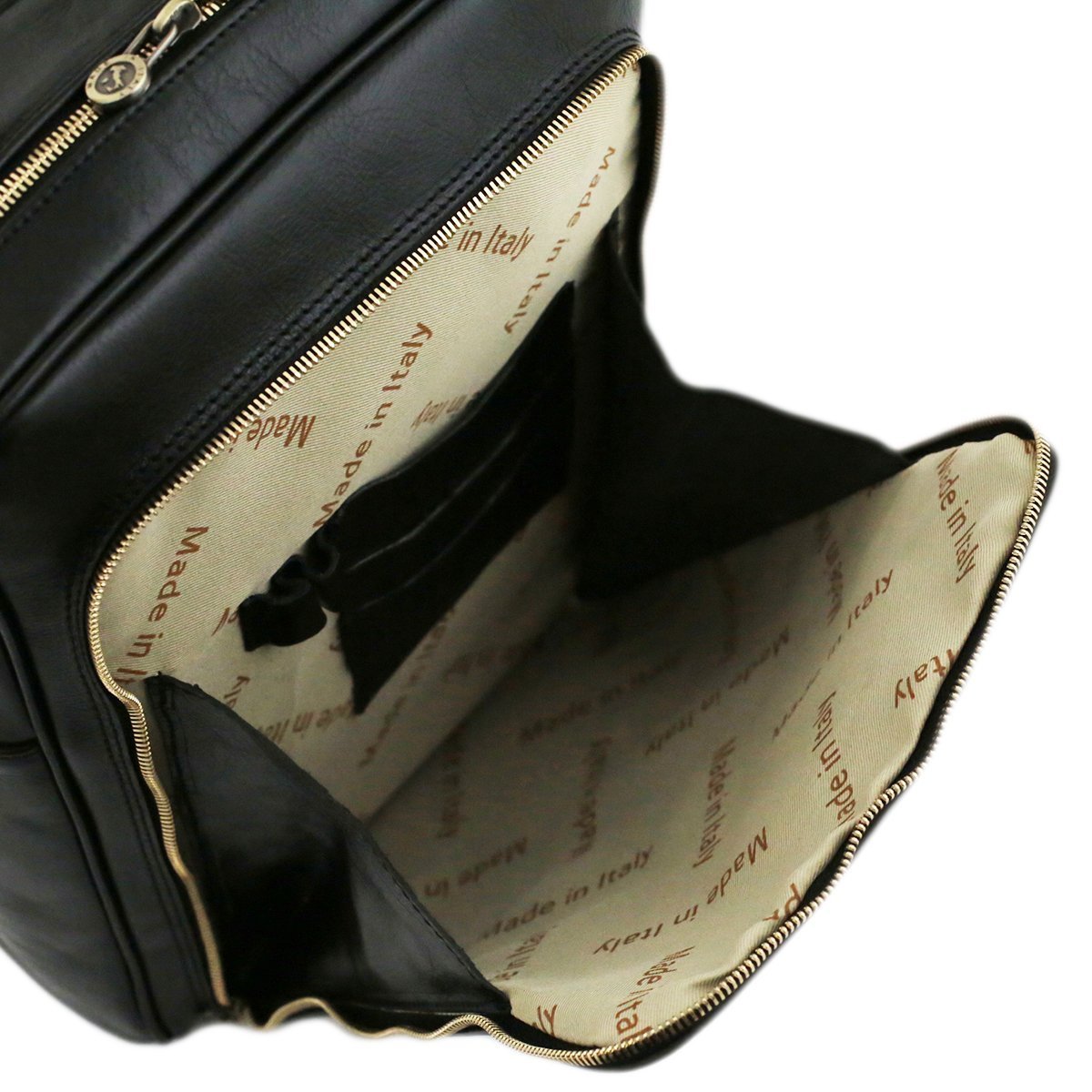 Leather computer backpack in black